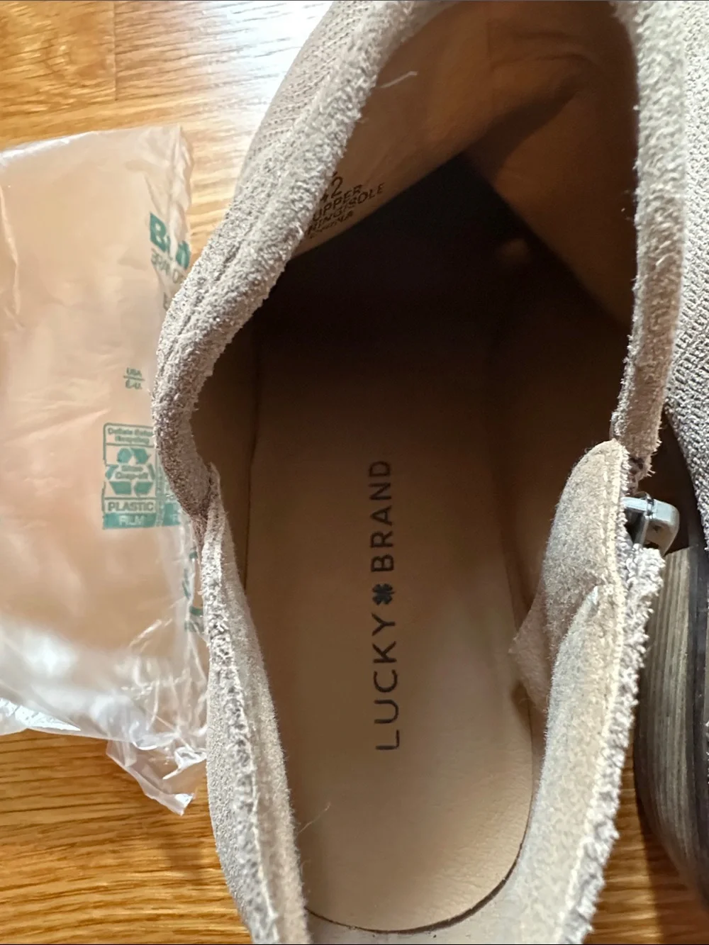 Lucky Brand Tan Suede Ankle Booties size 10; like new suede perforated